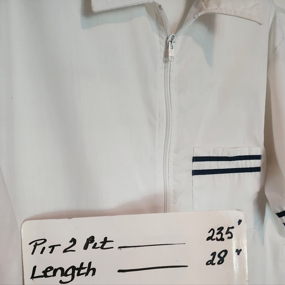 VINTAGE Catalina California White Black Stripe Zip Short Sleeve Beach Swim Shirt - Picture 6 of 6